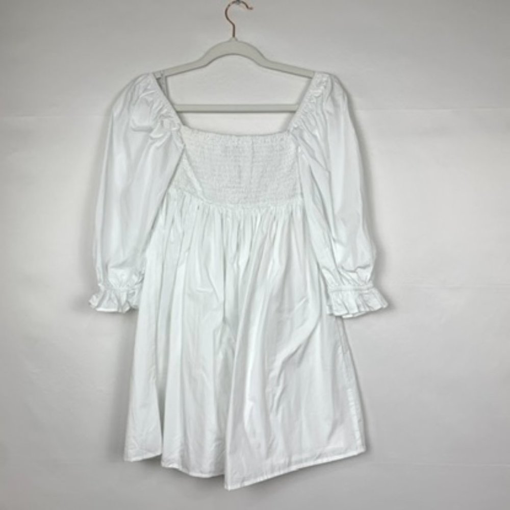 NWT Faithfull The Brand Arles Square Neck Puff Sleeve Mini Dress White Small - Picture 7 of 11
